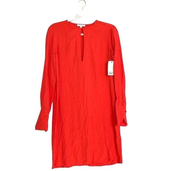 Equipment Bonnie Dress Size XS Blood Moon Red Orange Long Sleeve New - Picture 2 of 8